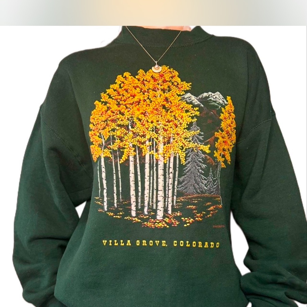 Villa Grove Colorado Forest Green Sweater